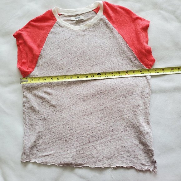 Madewell Size Medium Linen Top Raglan Short Sleeve - Picture 10 of 12